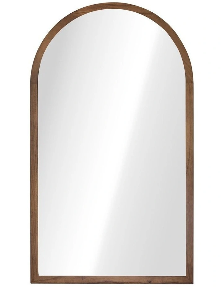 Oikiture Arched Wall Mirrors Vanity Home Decor Makeup Mirror 86x50cm Walnut Wood image 1