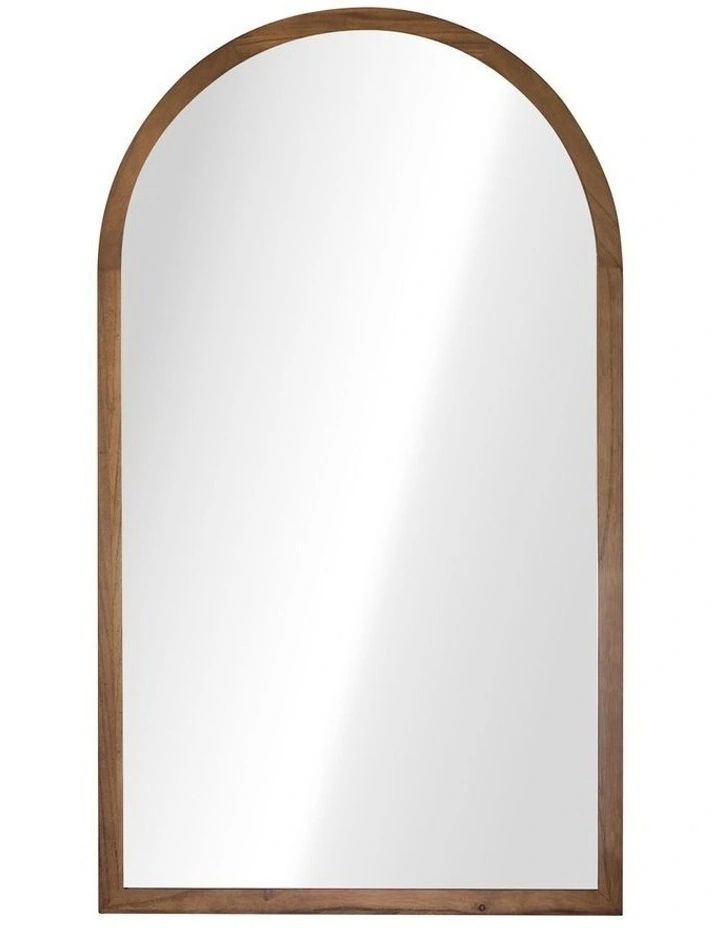 Oikiture Arched Wall Mirrors Vanity Home Decor Makeup Mirror 86x50cm Walnut Wood image 2