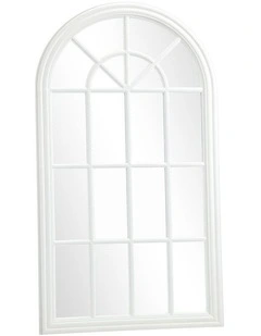 Oikiture Window Mirror Arched Wall Mirrors Decor 76x51cm Wooden White