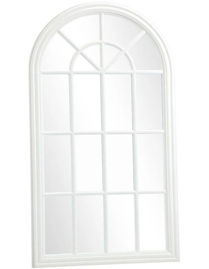 Oikiture Window Mirror Arched Wall Mirrors Decor 76x51cm Wooden White image 1