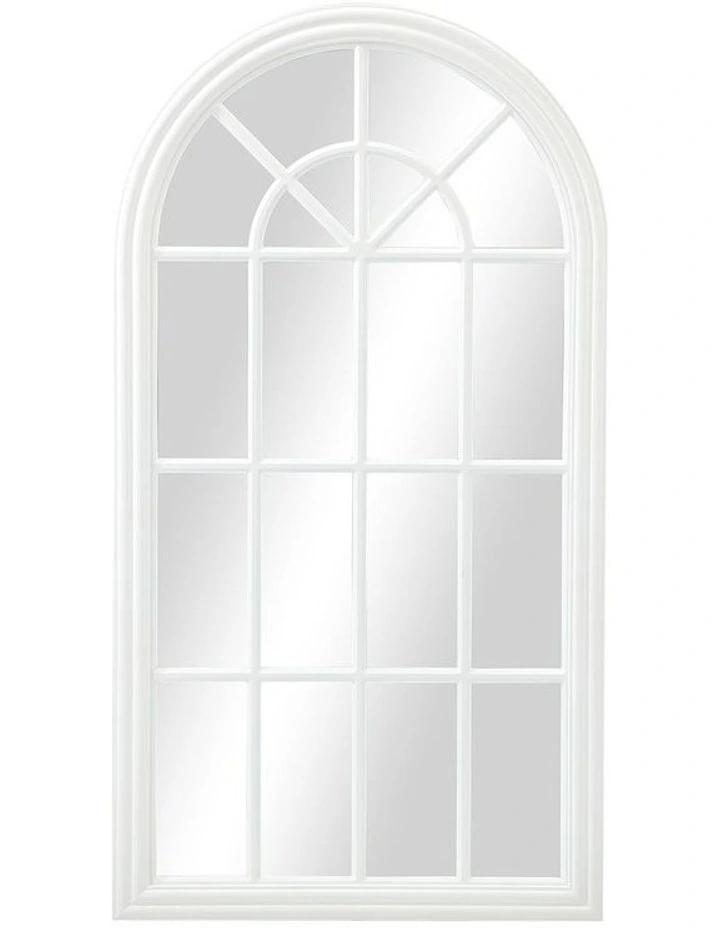 Oikiture Window Mirror Arched Wall Mirrors Decor 76x51cm Wooden White image 2
