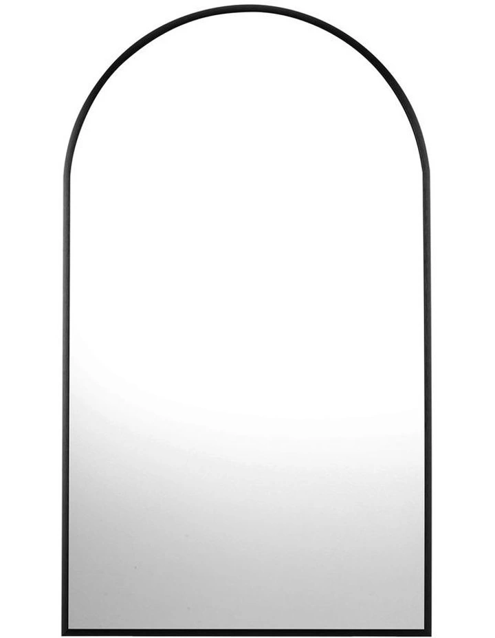 Oikiture Wall Mirrors 86x50cm Arched Makeup Mirror Office Home Decor Black image 2