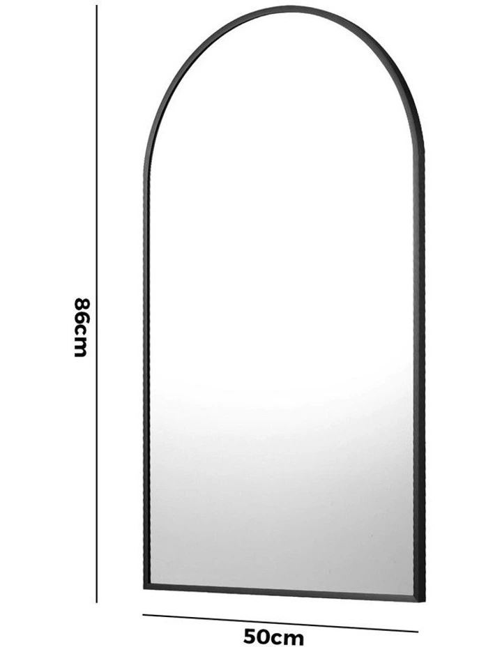 Oikiture Wall Mirrors 86x50cm Arched Makeup Mirror Office Home Decor Black image 3