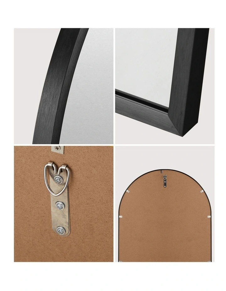 Oikiture Wall Mirrors 86x50cm Arched Makeup Mirror Office Home Decor Black image 6