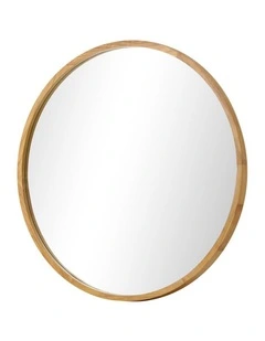 Oikiture 60cm Wall Mirrors Round Makeup Mirror Home Decor Wooden Dining Room