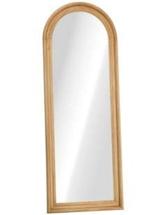 Oikiture Full Length Mirror Elegance Arch 165x60cm Natural Wood Floor Mirrors