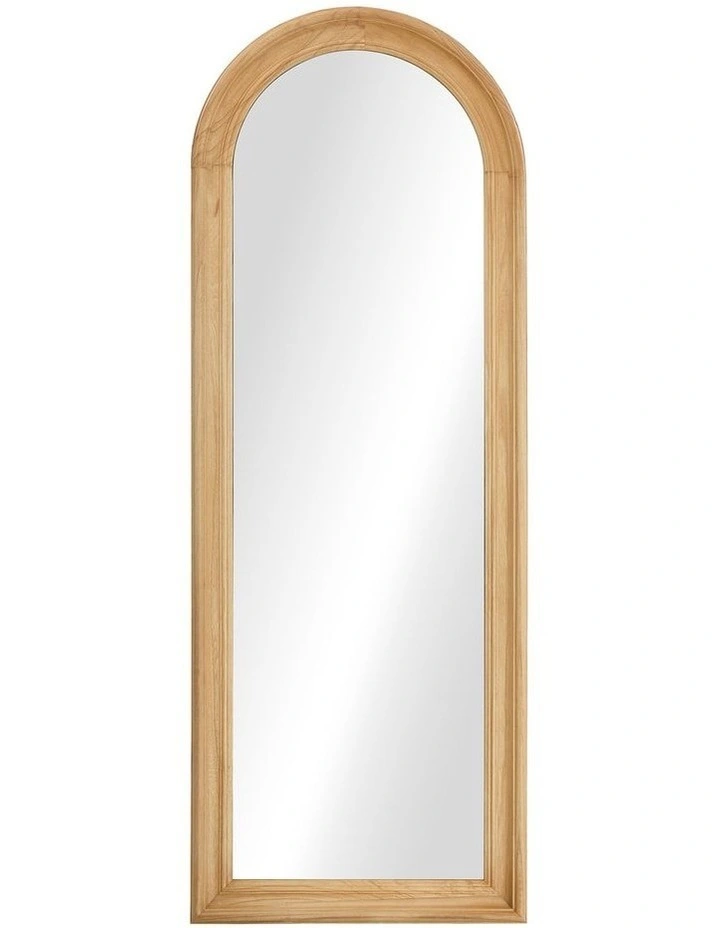 Oikiture Full Length Mirror Elegance Arch 165x60cm Natural Wood Floor Mirrors image 2