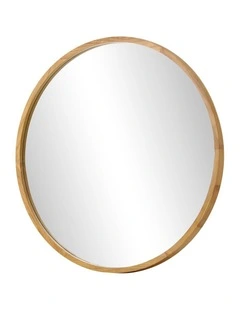 Oikiture Wall Mirrors Round Makeup Mirror Vanity Home Decorative Wooden 80cm