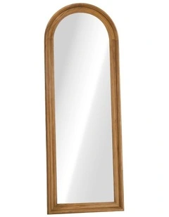 Oikiture Full Length Mirror Elegance Arch 165x60cm Walnut Wood Floor Mirrors