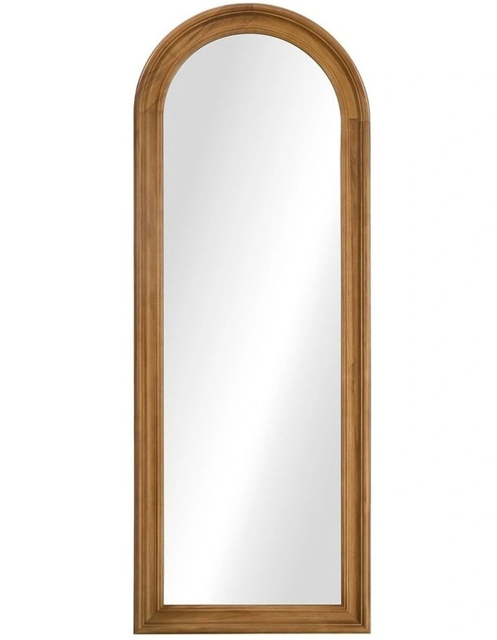 Oikiture Full Length Mirror Elegance Arch 165x60cm Walnut Wood Floor Mirrors image 2