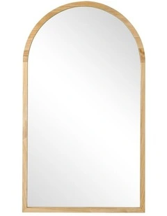 Oikiture Arched Wall Mirrors Vanity Home Decor Makeup Mirror 86x50cm Wooden