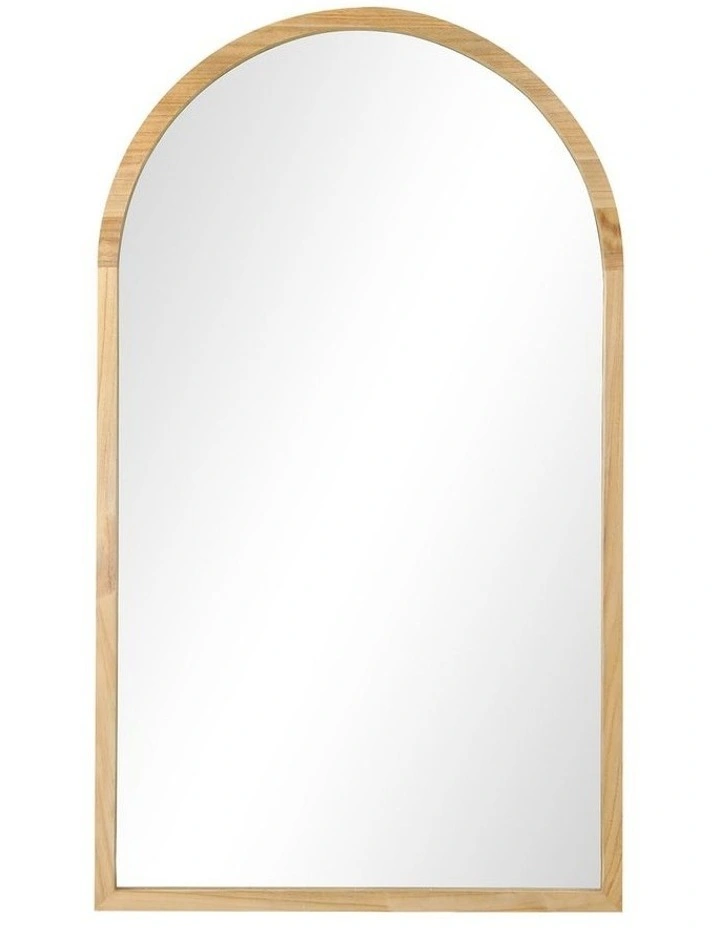Oikiture Arched Wall Mirrors Vanity Home Decor Makeup Mirror 86x50cm Wooden image 2