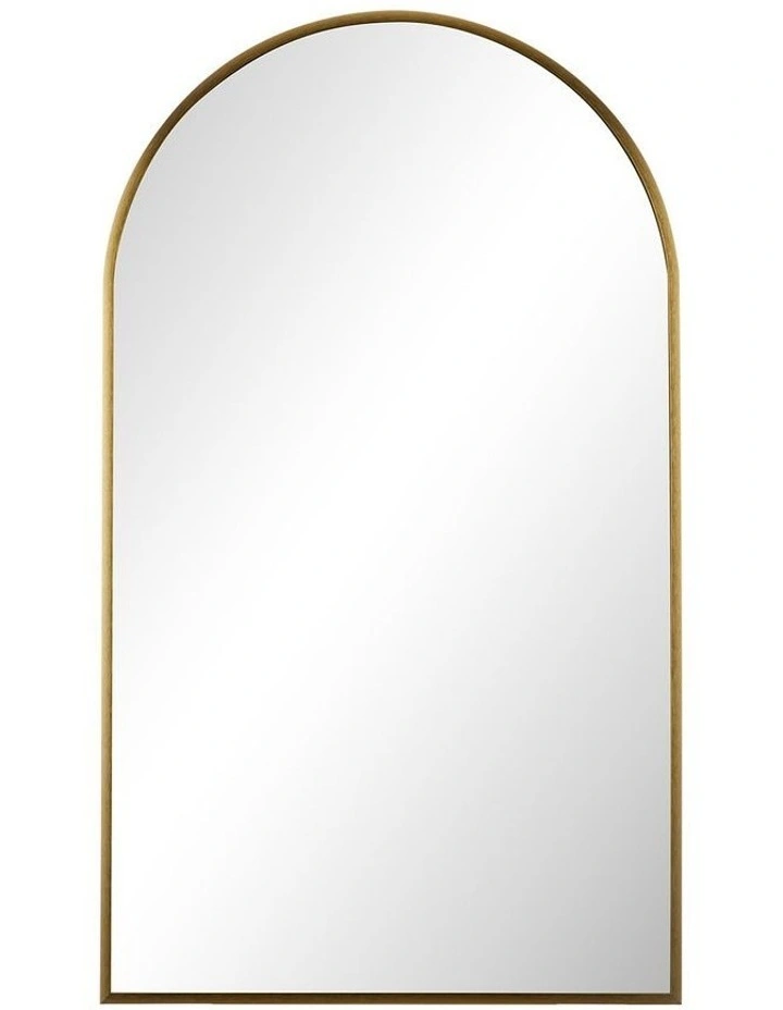 Oikiture Wall Mirrors 86x50cm Arched Makeup Mirror Bedroom Home Decor Gold image 1
