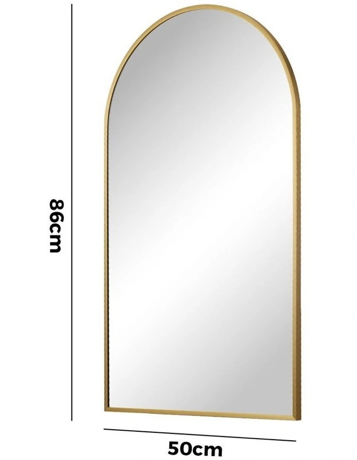 Oikiture Wall Mirrors 86x50cm Arched Makeup Mirror Bedroom Home Decor Gold image 3