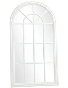 Oikiture Wooden Window Mirror Arched Wall Mirrors Decor 130x70cm White