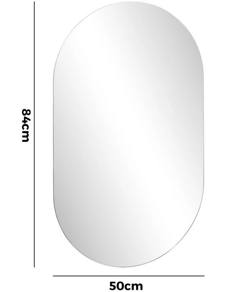 Oikiture Wall Mirrors Oval Makeup Mirror Bathroom Frameless 84x50cm image 3