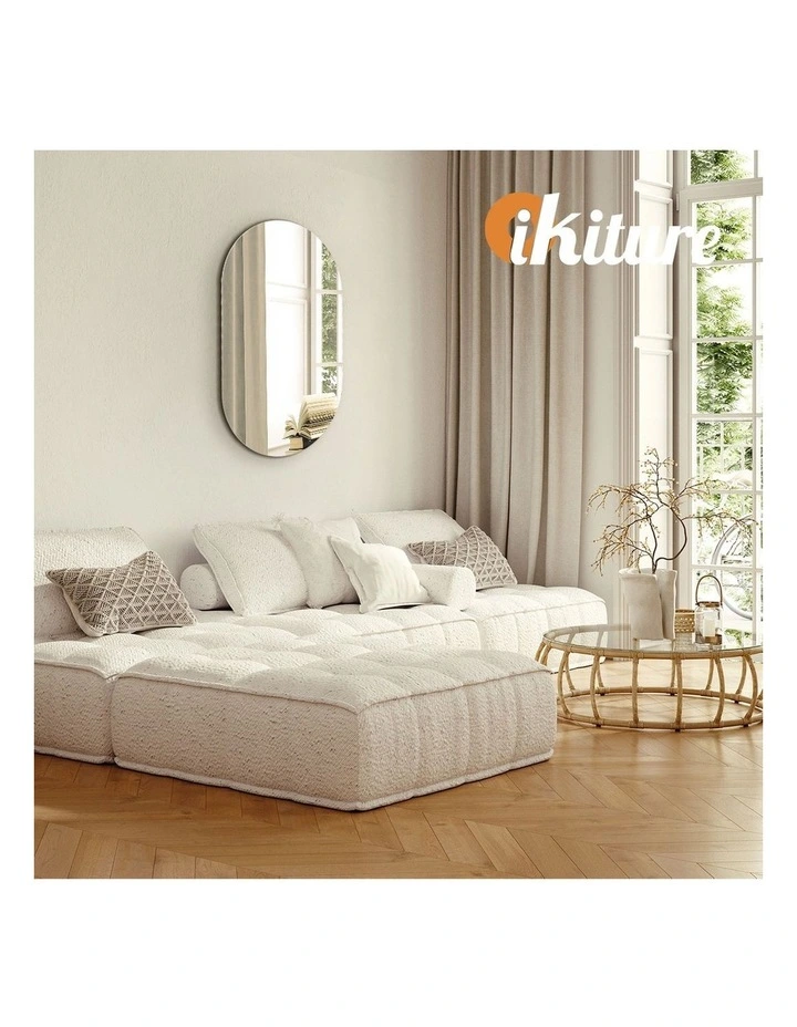 Oikiture Wall Mirrors Oval Makeup Mirror Bathroom Frameless 84x50cm image 7