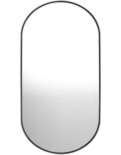 Oikiture Wall Mirrors Oval Makeup Mirror Bedroom Home Decor Black 84x50cm