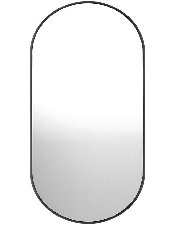 Oikiture Wall Mirrors Oval Makeup Mirror Bedroom Home Decor Black 84x50cm image 1