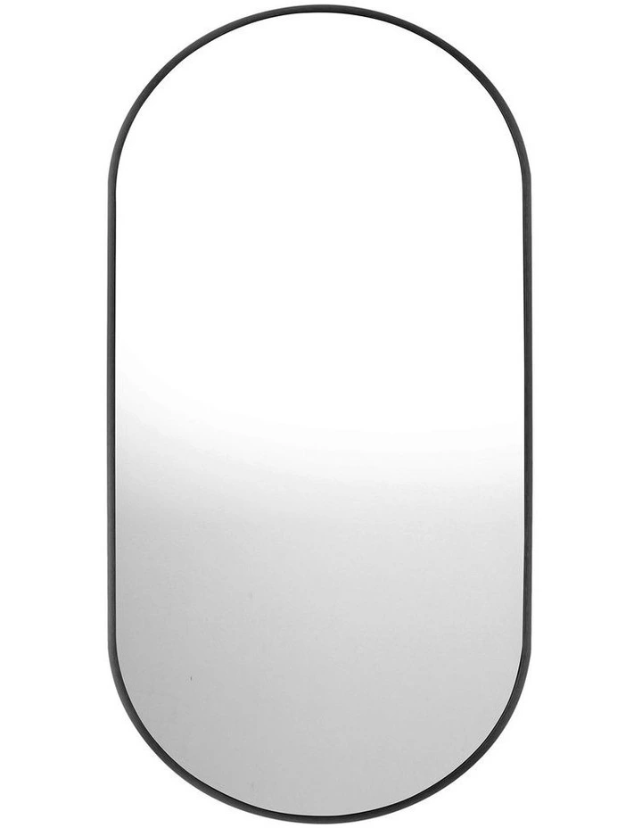 Oikiture Wall Mirrors Oval Makeup Mirror Bedroom Home Decor Black 84x50cm image 2