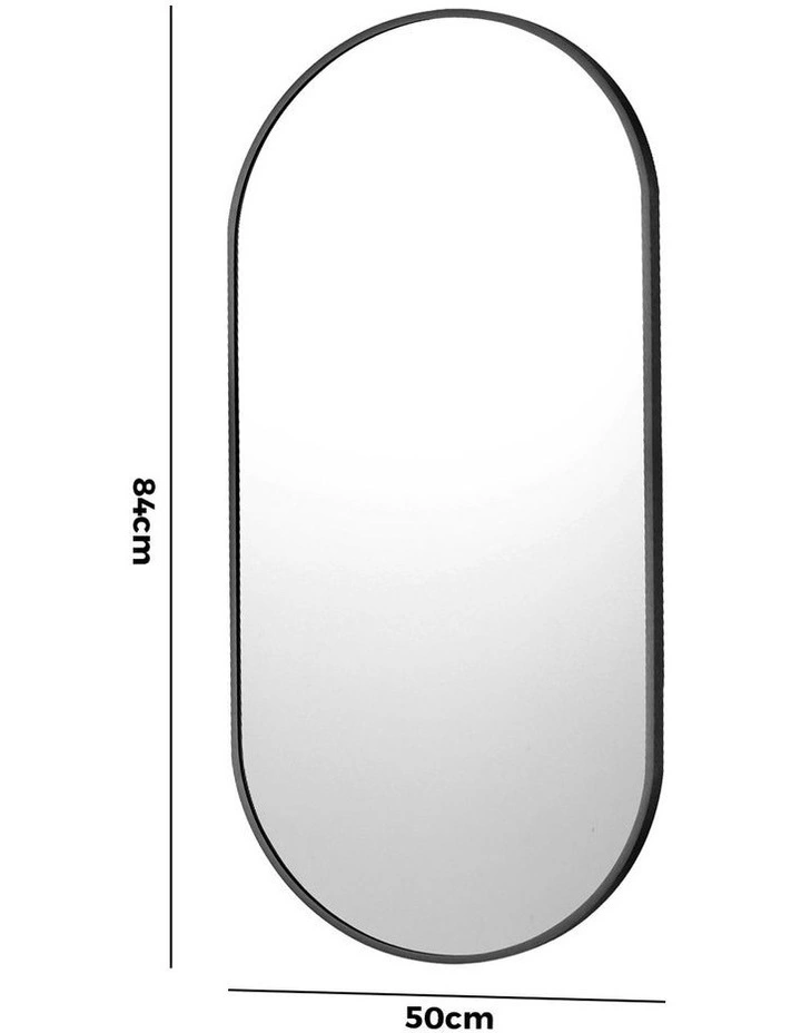 Oikiture Wall Mirrors Oval Makeup Mirror Bedroom Home Decor Black 84x50cm image 3