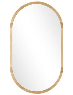Oikiture Wooden Wall Mirrors Oval Makeup Mirror Home Decor 84x50cm