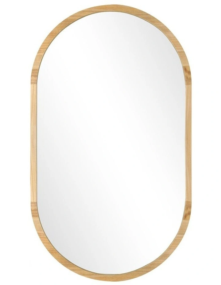 Oikiture Wooden Wall Mirrors Oval Makeup Mirror Home Decor 84x50cm image 1