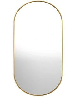 Oikiture Wall Mirrors Oval Makeup Mirror Bedroom Home Decor Gold 84x50cm