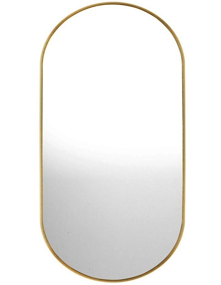 Oikiture Wall Mirrors Oval Makeup Mirror Bedroom Home Decor Gold 84x50cm image 1