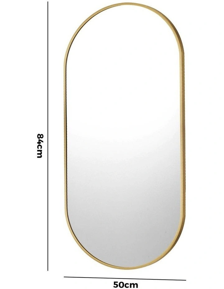 Oikiture Wall Mirrors Oval Makeup Mirror Bedroom Home Decor Gold 84x50cm image 3