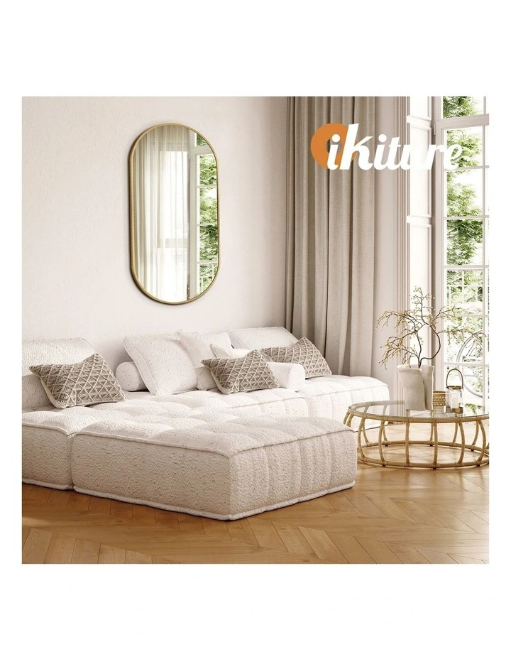 Oikiture Wall Mirrors Oval Makeup Mirror Bedroom Home Decor Gold 84x50cm image 7