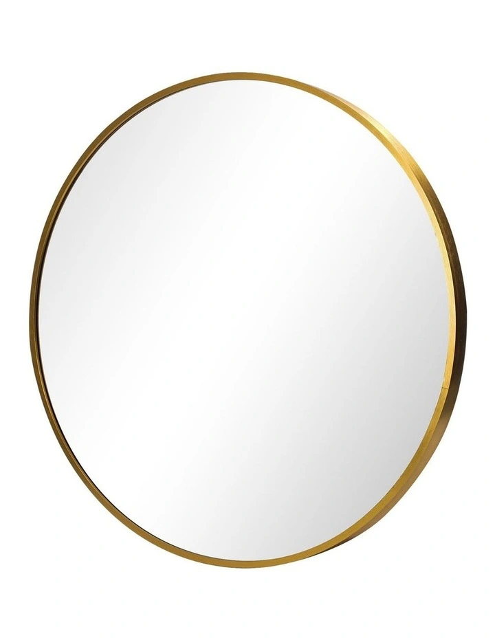 Oikiture Wall Mirrors Round 70cm Makeup Mirror Vanity Home Decor Gold Bedroom image 1