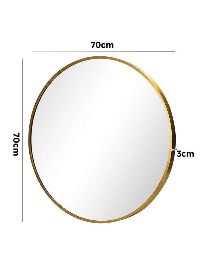 Oikiture Wall Mirrors Round 70cm Makeup Mirror Vanity Home Decor Gold Bedroom image 3