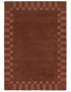 LOOPSIE OSTIENSE TERRACOTTA CHECKED BORDER WOOL RUG