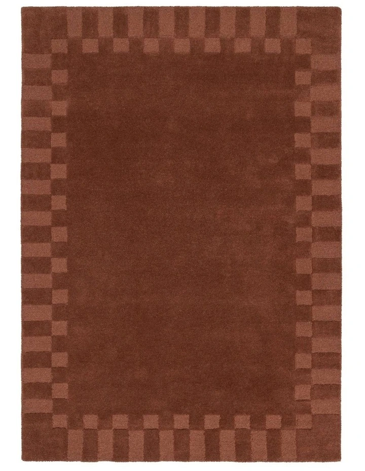 LOOPSIE OSTIENSE TERRACOTTA CHECKED BORDER WOOL RUG image 1