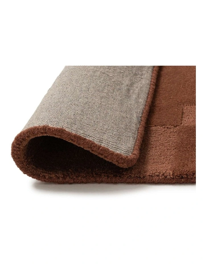 LOOPSIE OSTIENSE TERRACOTTA CHECKED BORDER WOOL RUG image 3
