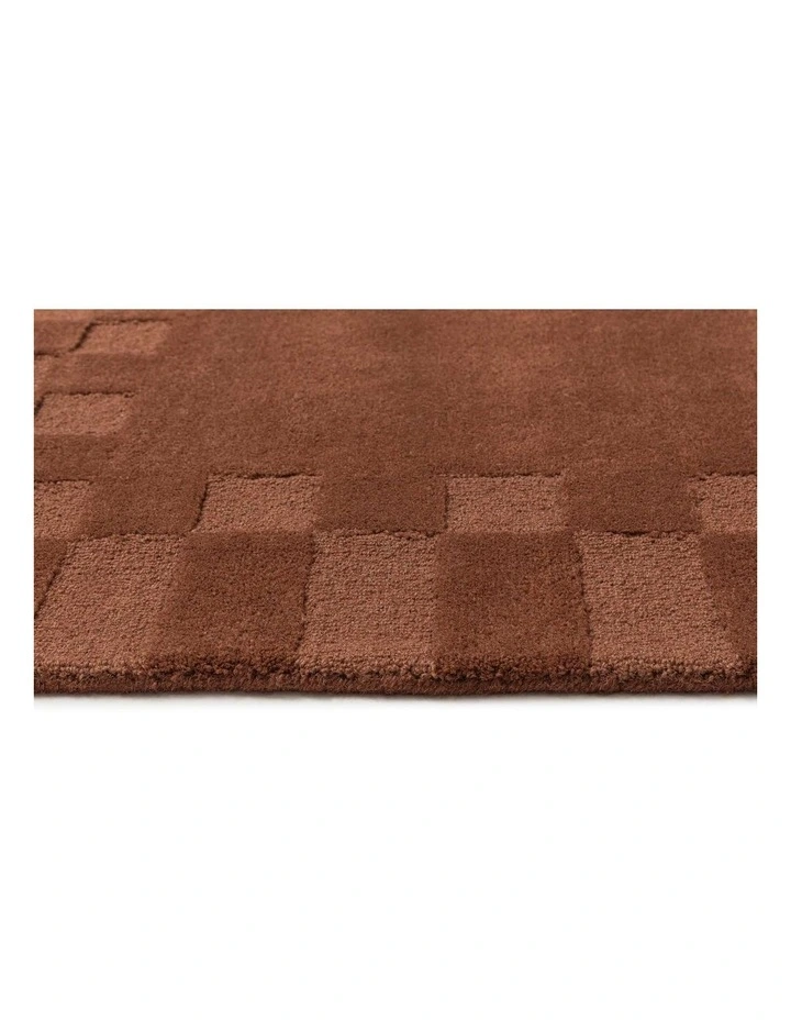 LOOPSIE OSTIENSE TERRACOTTA CHECKED BORDER WOOL RUG image 4