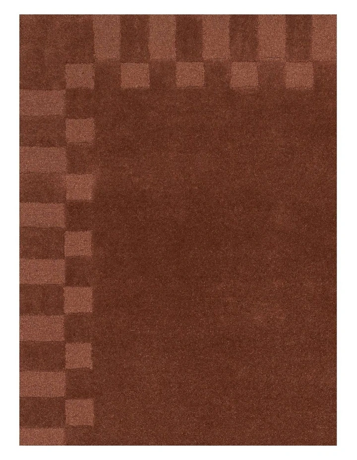 LOOPSIE OSTIENSE TERRACOTTA CHECKED BORDER WOOL RUG image 5