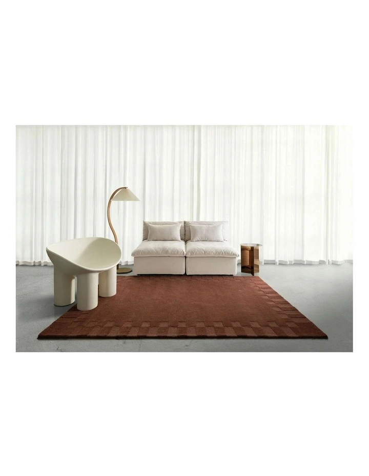 LOOPSIE OSTIENSE TERRACOTTA CHECKED BORDER WOOL RUG image 6