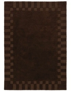 LOOPSIE MARGUTTA CHOCOLATE CHECKED BORDER WOOL RUG