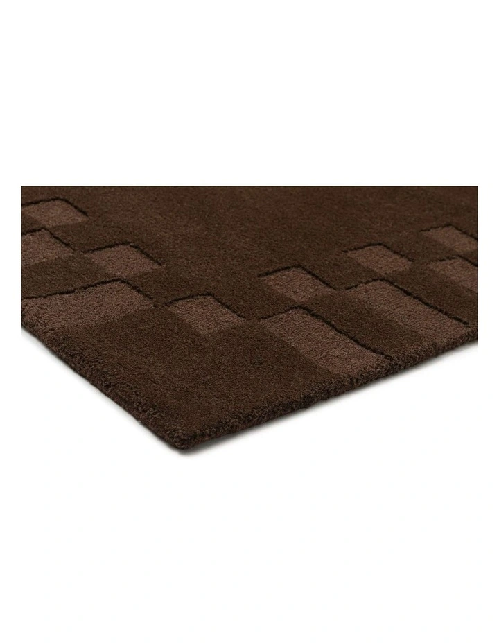 LOOPSIE MARGUTTA CHOCOLATE CHECKED BORDER WOOL RUG image 2