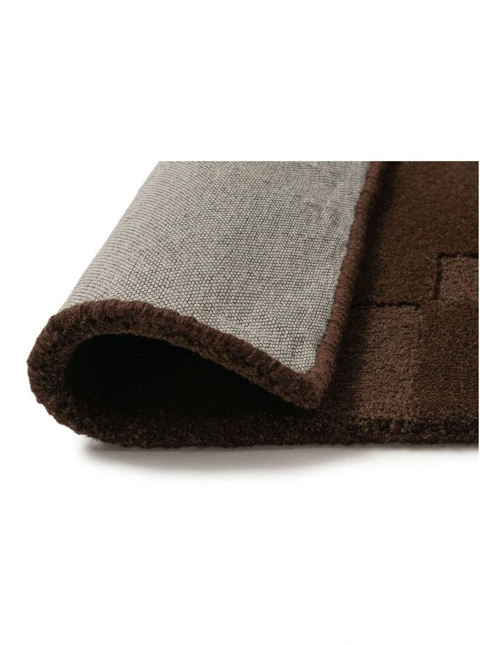 LOOPSIE MARGUTTA CHOCOLATE CHECKED BORDER WOOL RUG image 3