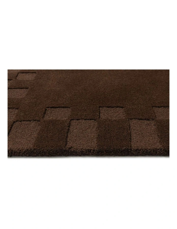 LOOPSIE MARGUTTA CHOCOLATE CHECKED BORDER WOOL RUG image 4