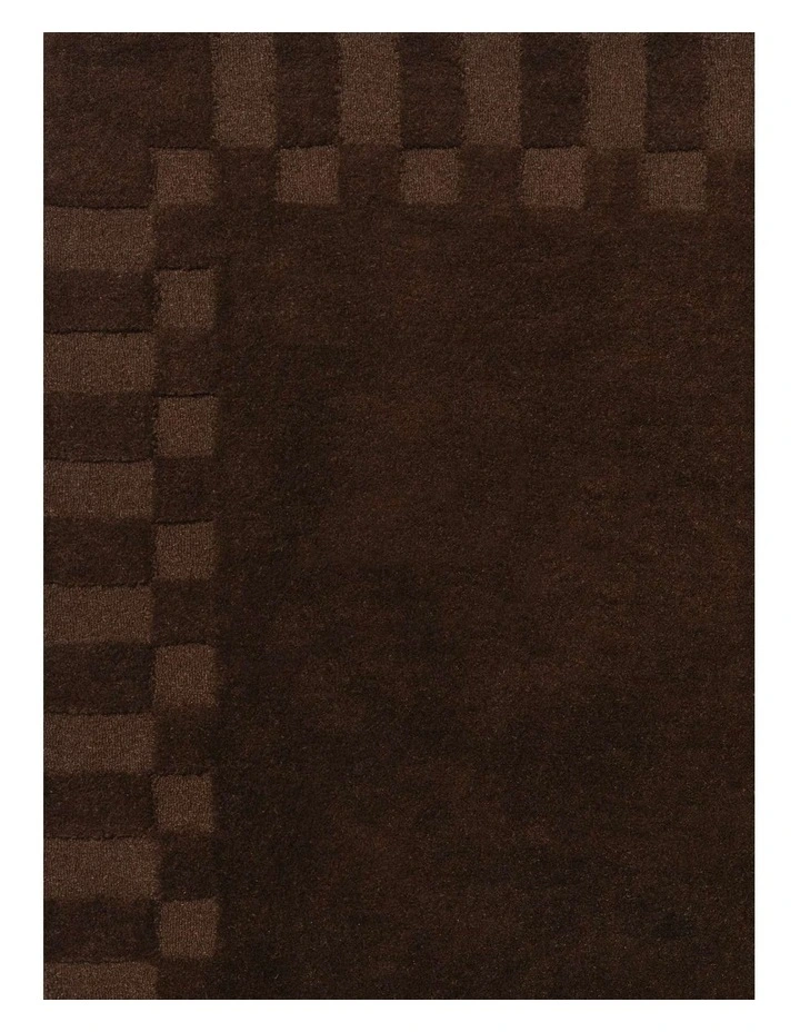 LOOPSIE MARGUTTA CHOCOLATE CHECKED BORDER WOOL RUG image 5