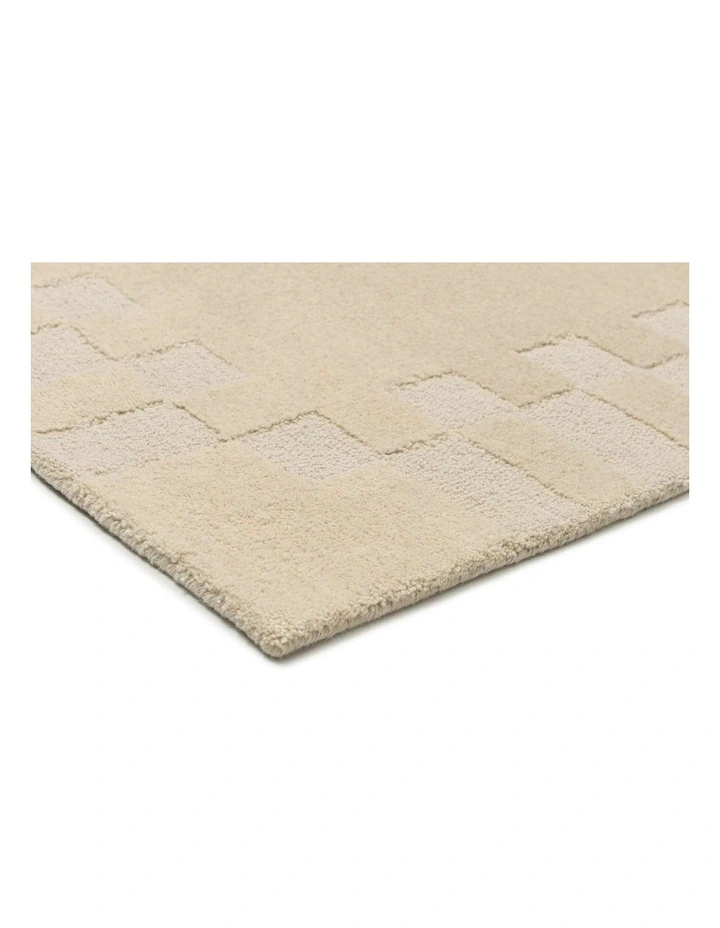 LOOPSIE NAVONA OAT CHECKED BORDER WOOL RUG image 2