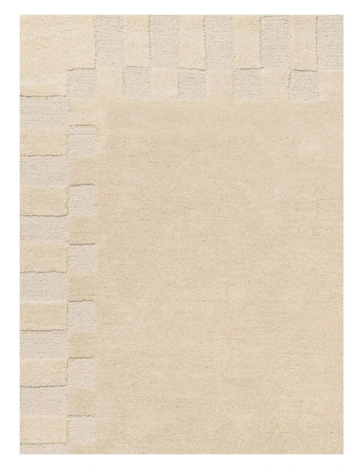 LOOPSIE NAVONA OAT CHECKED BORDER WOOL RUG image 5