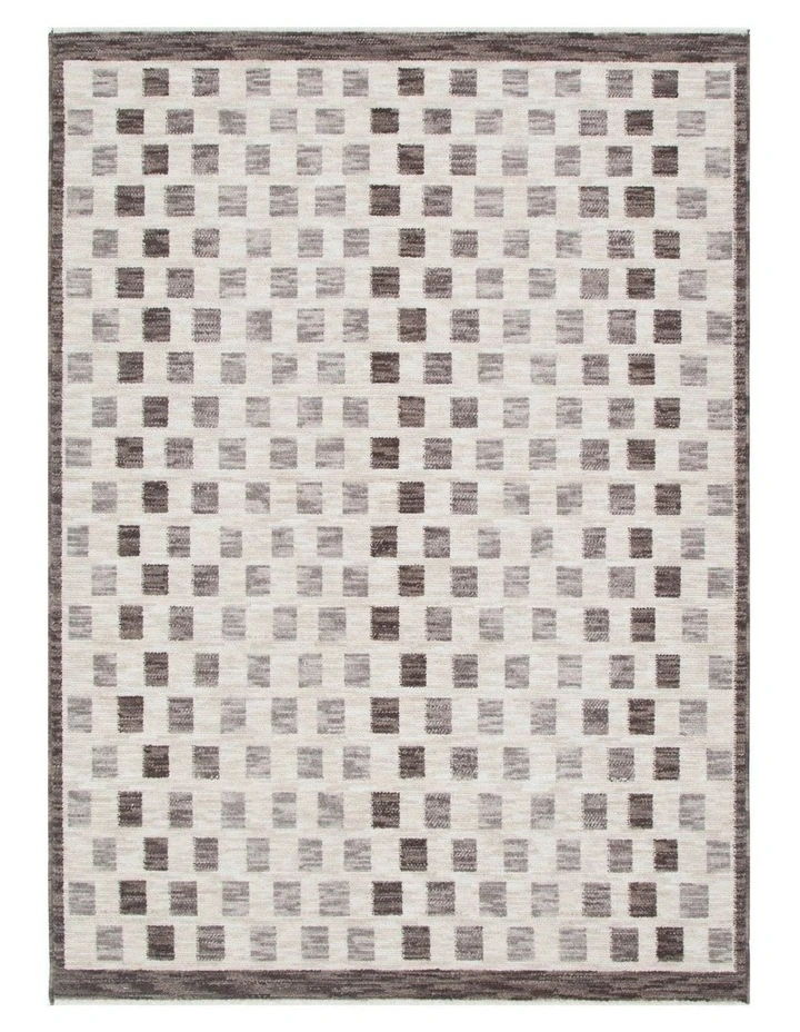 Horizon Ivory Grey Checkered Rug H102 image 1
