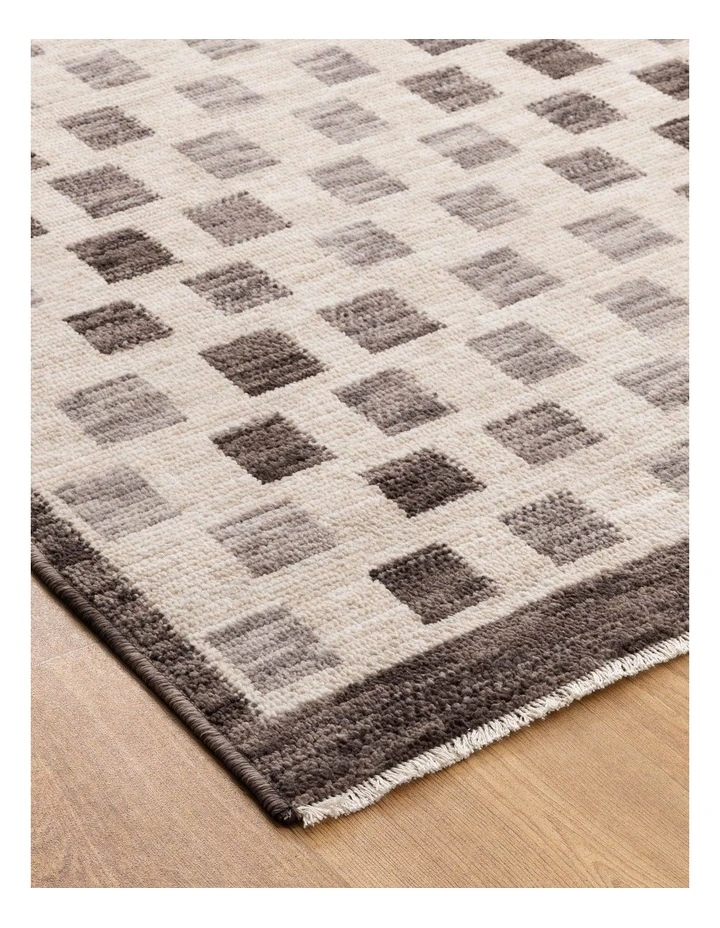 Horizon Ivory Grey Checkered Rug H102 image 2
