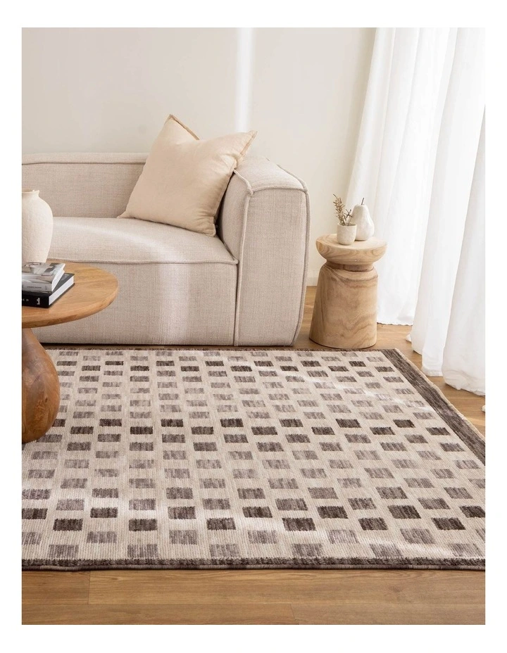 Horizon Ivory Grey Checkered Rug H102 image 4
