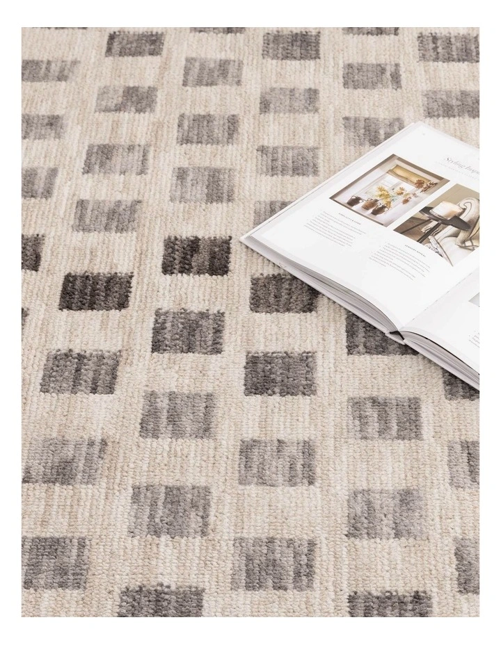Horizon Ivory Grey Checkered Rug H102 image 5